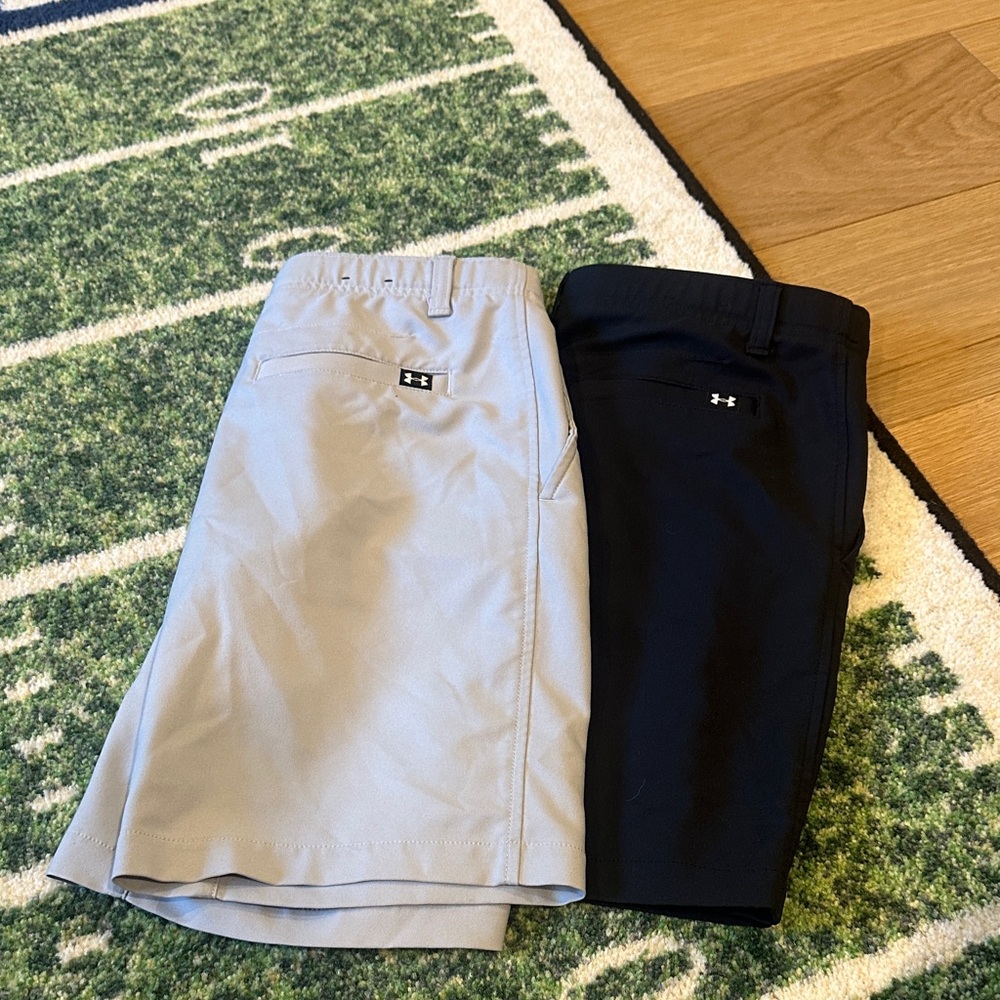 Kids Under Armour Black and Light Gray Shorts Duo